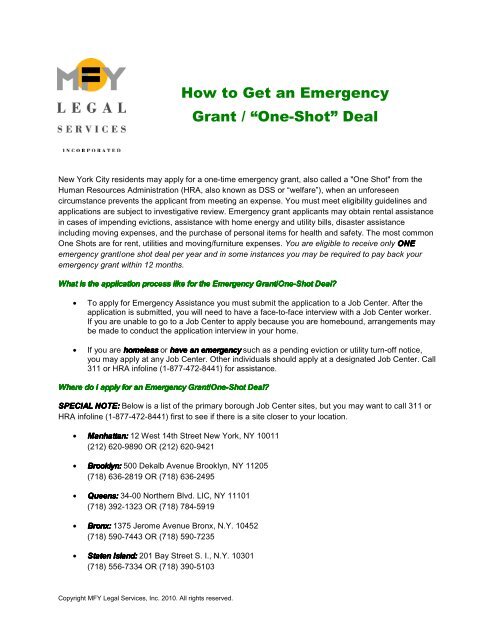How To Get An Emergency Grant - MFY Legal Services