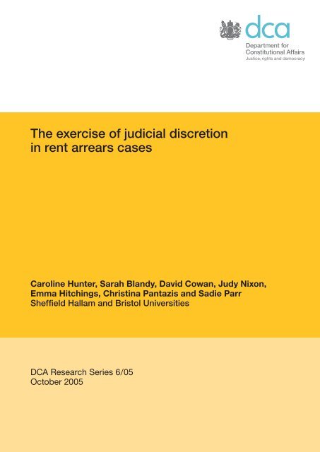The exercise of judicial discretion in rent arrears cases - Sheffield ...