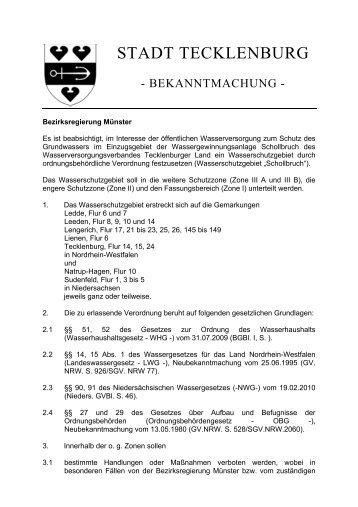 Bekanntmachung - Stadt Tecklenburg