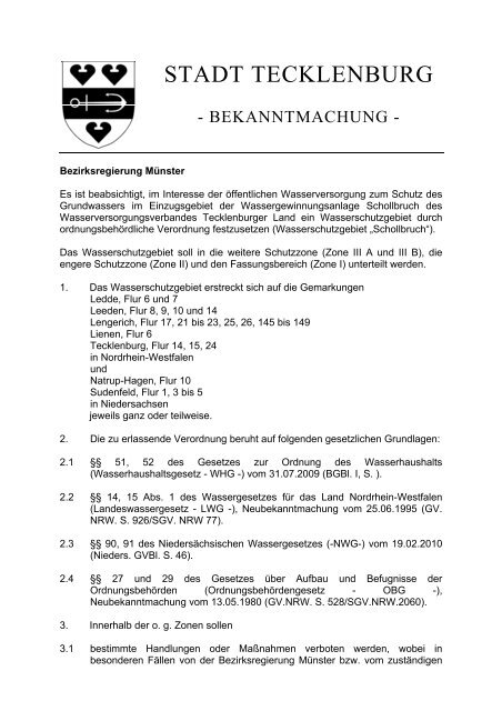 Bekanntmachung - Stadt Tecklenburg