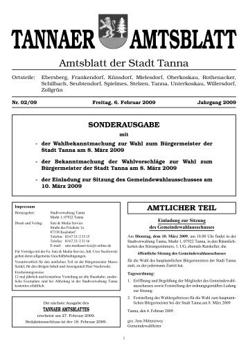 Sonderamtsblatt Februar 2009 - Stadtverwaltung Tanna