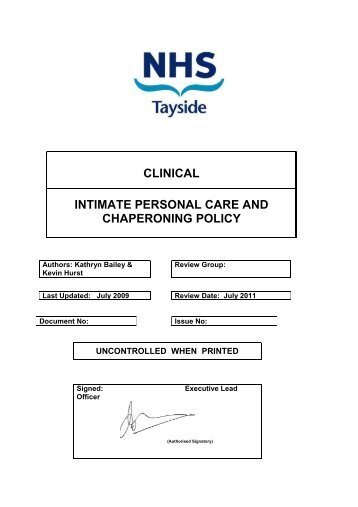 clinical intimate personal care and chaperoning policy - NHS Scotland