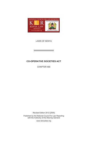 Co-operative Societies Act (Cap 490) - Kenya Law Reports