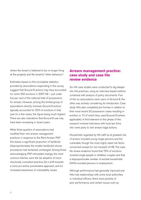 Rent arrears management practices in the housing association sector