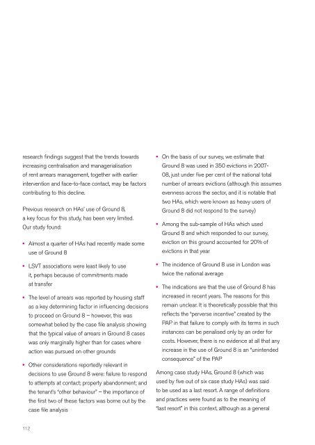 Rent arrears management practices in the housing association sector