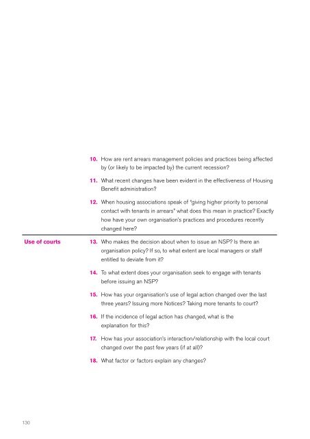 Rent arrears management practices in the housing association sector