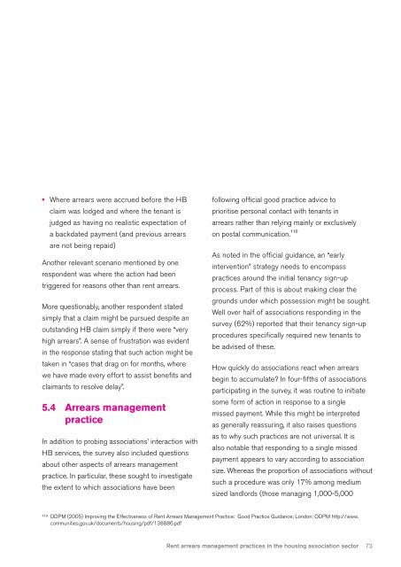 Rent arrears management practices in the housing association sector