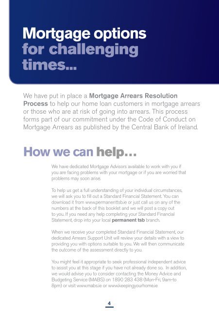 Mortgage Options Brochure (pdf) - Permanent TSB