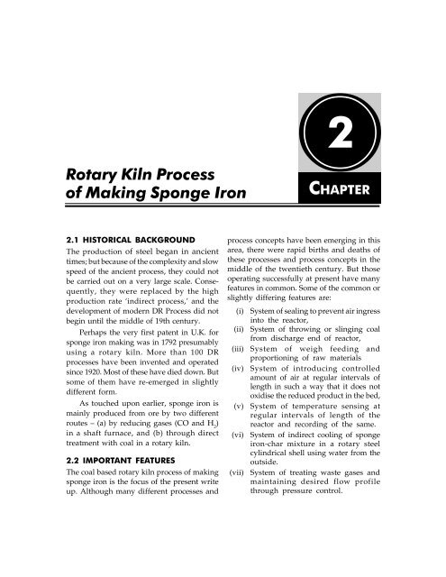 Rotary Kiln Process of Making Sponge Iron - New Age International