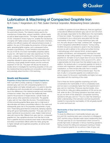 Lubrication & Machining of Compacted Graphite Iron - Quaker ...