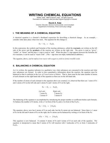 WRITING CHEMICAL EQUATIONS - chymist.com