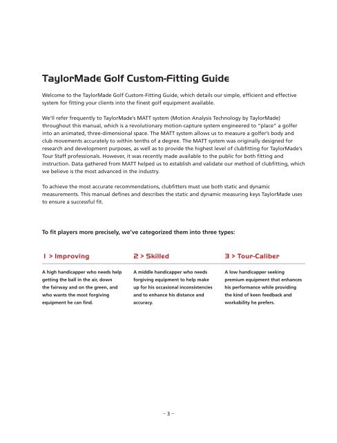 Custom-Fitting Manual - Taylor Made Golf