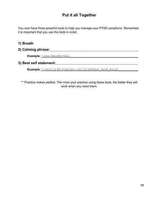 PTSD Recovery Group-Client Manual