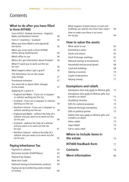 IHT400 Notes : Guide to completing your Inheritance Tax account