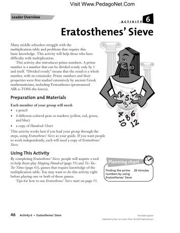 Eratosthenes' Sieve - PedagoNet