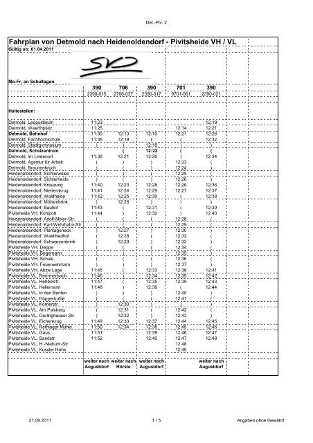 Pivitsheide VH / VL - Stadtverkehr Detmold GmbH