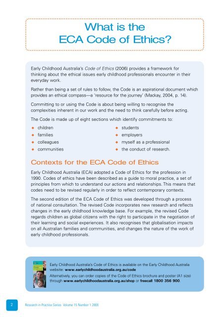 The Code of Ethics - Early Childhood Australia