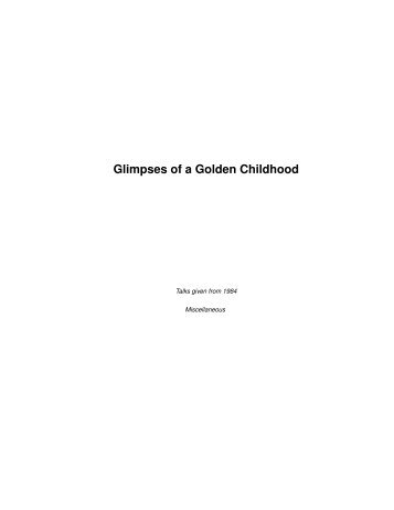 Glimpses of a Golden Childhood - Osho - Oshorajneesh.com