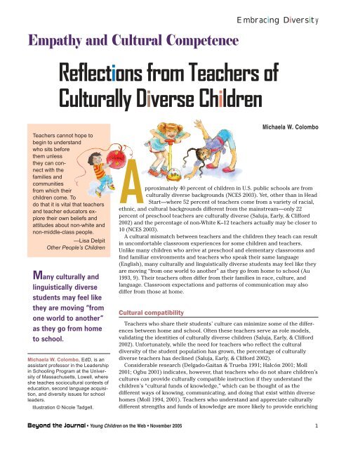 Reflections from Teachers of Culturally Diverse Children - National ...