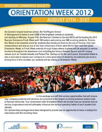 Sponsorship Package - Ryerson Commerce Society - Frosh 2012