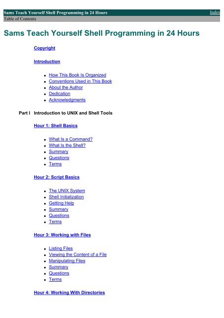 Copyright Sams Teach Yourself Shell Programming in 24 Hours