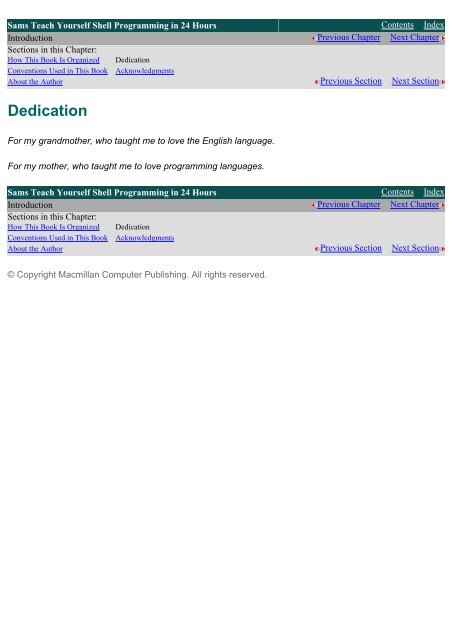 Copyright Sams Teach Yourself Shell Programming in 24 Hours