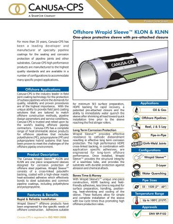 Offshore Wrapid Sleeve™ KLON & KLNN - Canusa-CPS