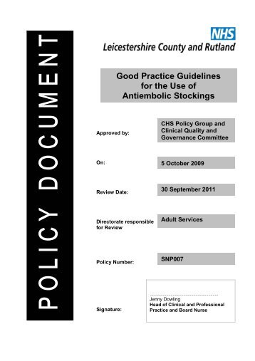 Good Practice Guidelines for the Use of Antiembolic Stockings