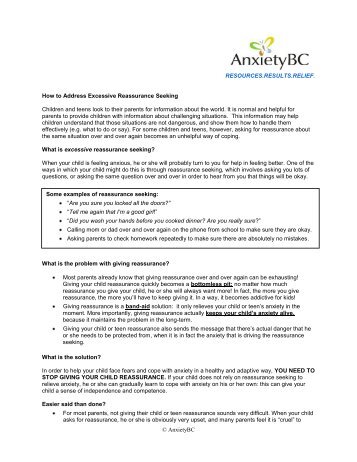 How to Address Reassurance-Seeking in Your Child, - AnxietyBC