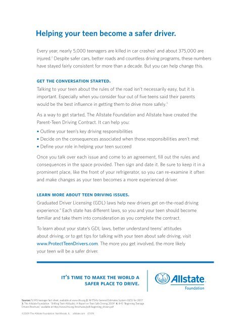 Helping your teen become a safer driver. - Allstate
