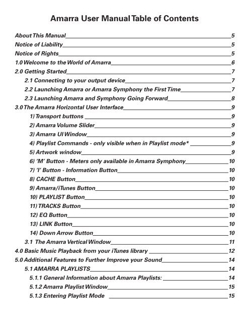 Amarra 2.5 User Manual - Sonic Studio