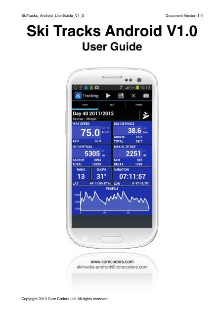 Ski Tracks (Android) User Guide - Core Coders