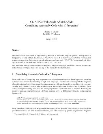 CS:APP2e Web Aside ASM:EASM - Computer Systems: A ...