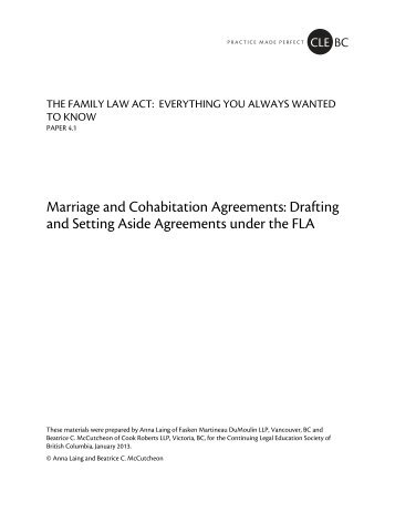 Marriage and Cohabitation Agreements: Drafting and Setting Aside ...