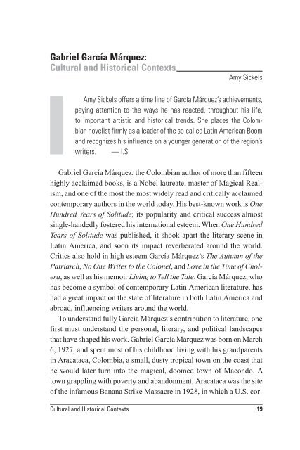 Gabriel García Márquez: Cultural and Historical ... - Salem Press