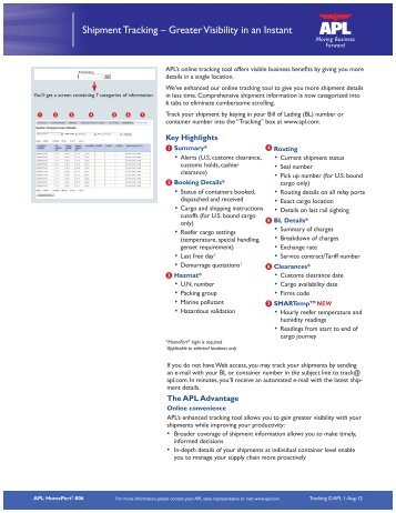 Shipment Tracking – Greater Visibility in an Instant - APL