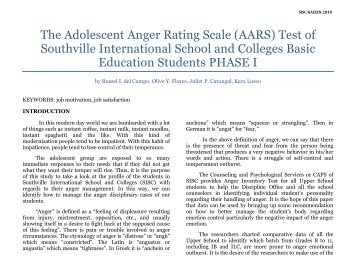 The Adolescent Anger Rating Scale (AARS) Test of Southville ...