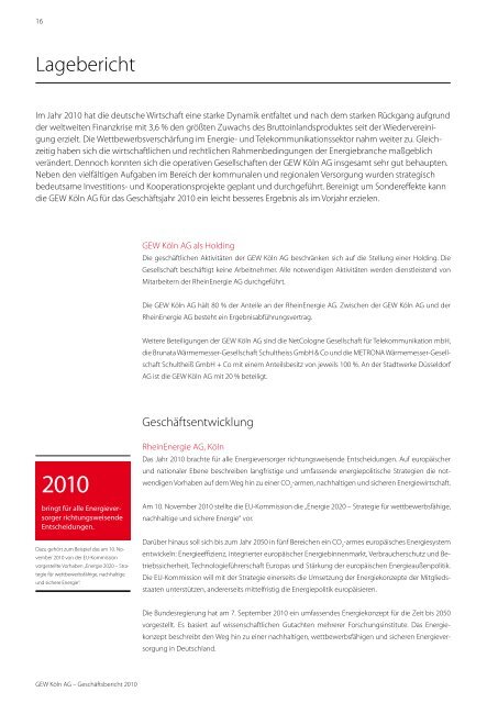 geschäftsbericht erfahrung. kompetenz. fortschritt. - Stadtwerke Köln