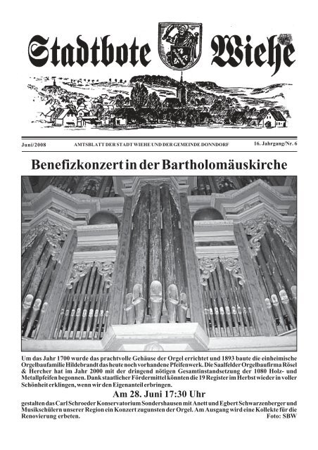 Benefizkonzert in der Bartholomäuskirche - Stadt Wiehe