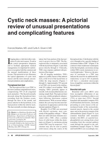 Cystic neck masses: A pictorial review - Applied Radiology Online