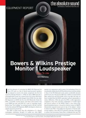 Bowers & Wilkins Prestige Monitor 1 Loudspeaker