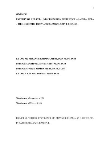 PATTERN OF RED CELL INDICES IN IRON DEFICIENCY ANAEMIA ...