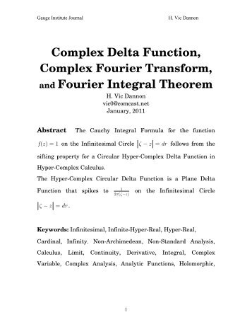 Circular Complex Delta Function - Gauge-institute.org