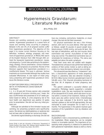 Hyperemesis Gravidarum: Literature Review