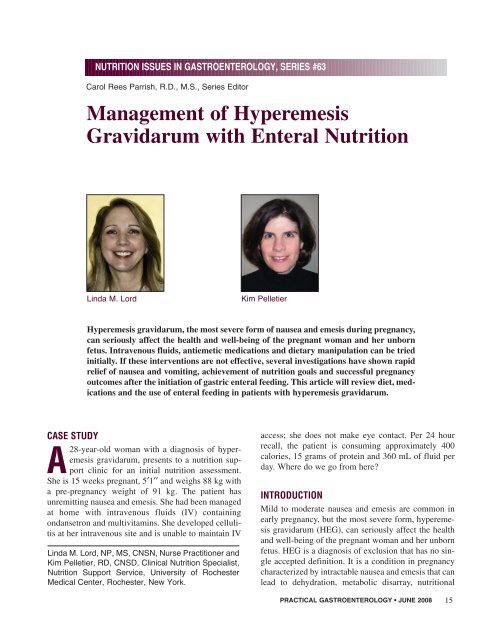 Management of Hyperemesis Gravidarum with Enteral ... - Medicine
