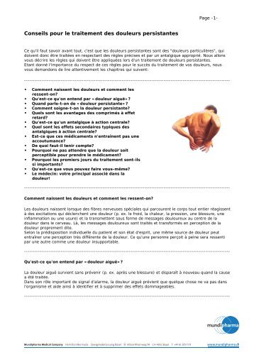 Conseils pour le traitement des douleurs persistantes (PDF