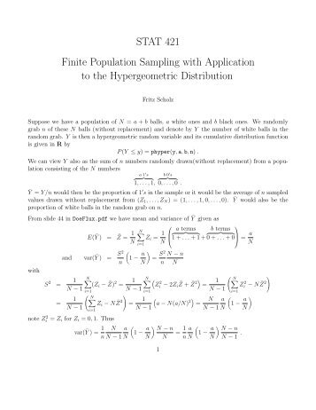 Finite Population Samples and Hypergeometric Distribution.