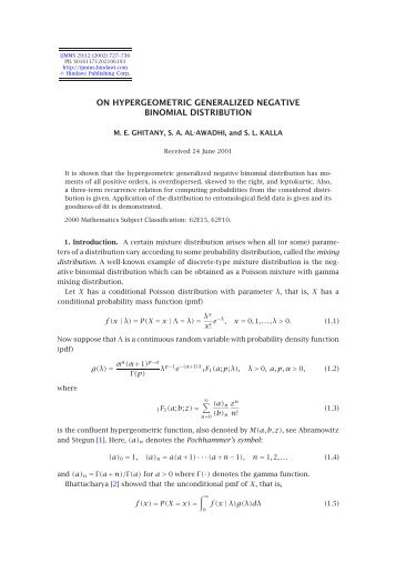 on hypergeometric generalized negative binomial distribution