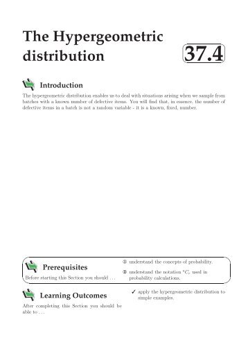 The Hypergeometric distribution