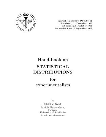 Hand-book on STATISTICAL DISTRIBUTIONS for experimentalists